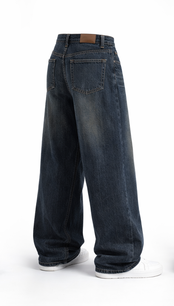 Dark Wash Wide-Leg Denim Jeans