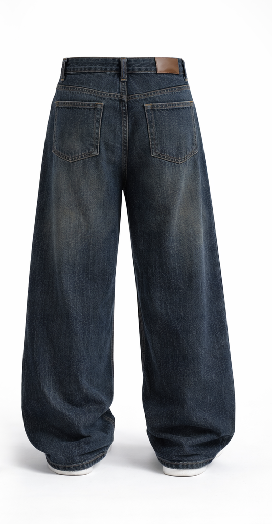 Dark Wash Wide-Leg Denim Jeans
