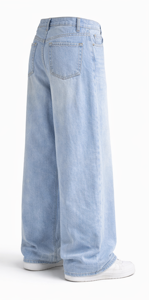 Light Wash Wide-Leg Denim Jeans