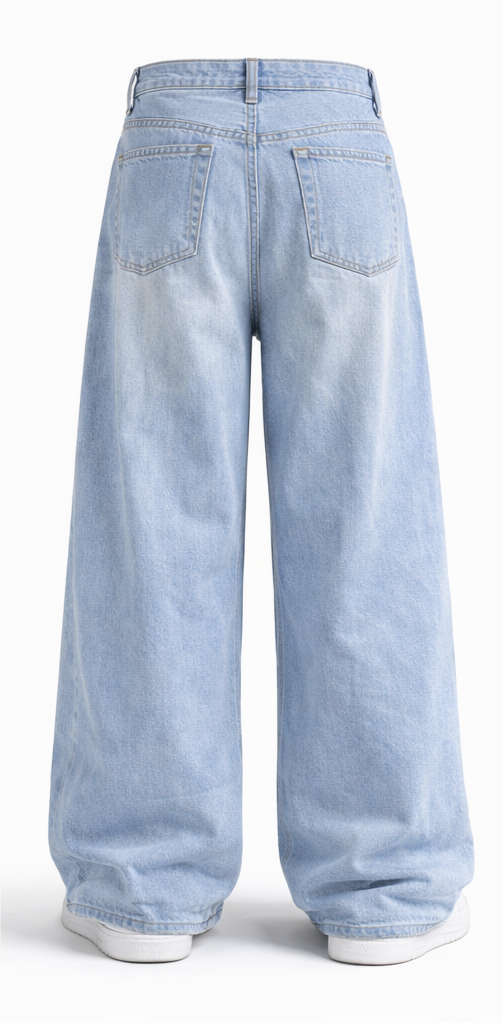 Light Wash Wide-Leg Denim Jeans
