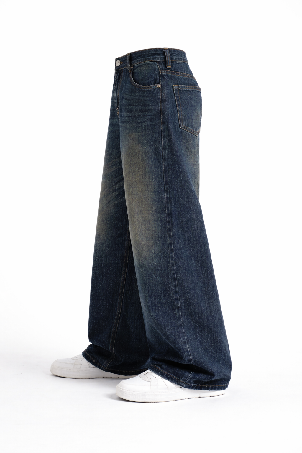 Dark Wash Wide-Leg Denim Jeans