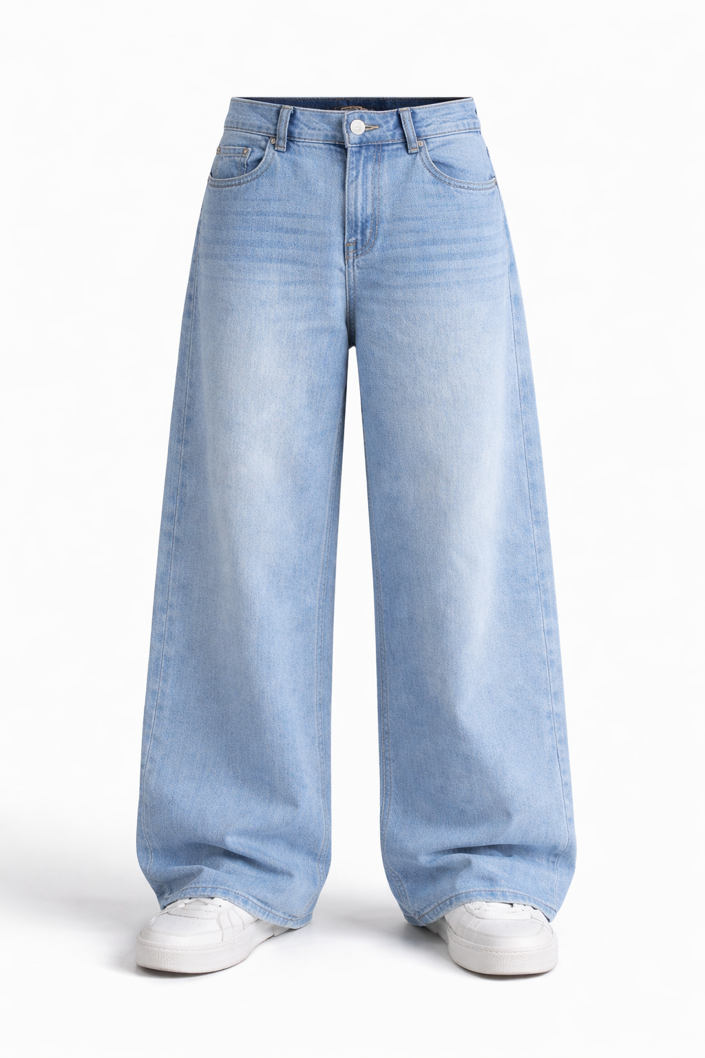 Light Wash Wide-Leg Denim Jeans