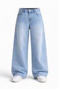 Light Wash Wide-Leg Denim Jeans