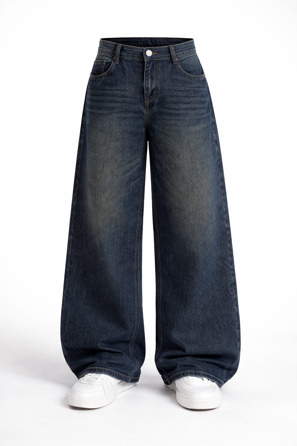 Dark Wash Wide-Leg Denim Jeans
