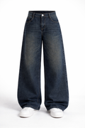 Dark Wash Wide-Leg Denim Jeans